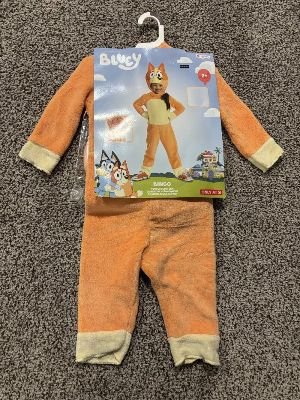 Bluey Bingo Halloween Costume 4/6 Fleece Orange Jumpsuit 2 Pc Toddler Girls